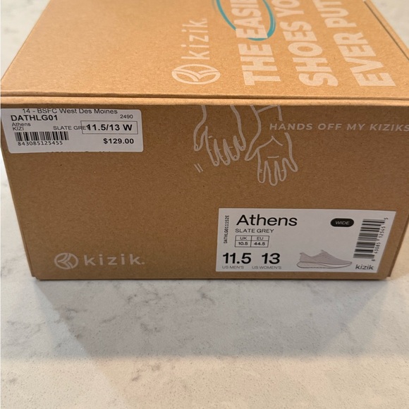 Kizik Athens Slate Grey Mens 11.5 Athletic Sneaker New - Picture 5 of 9